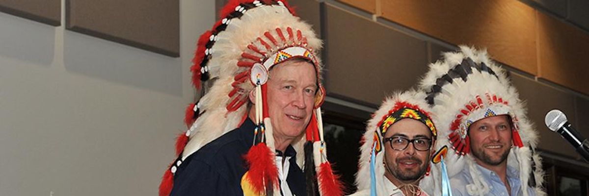 #DropOutHickenlooper, Say Indigenous Activists, After 'Disgraceful' Photos Surface of Former Gov in Imitative Native American Dress