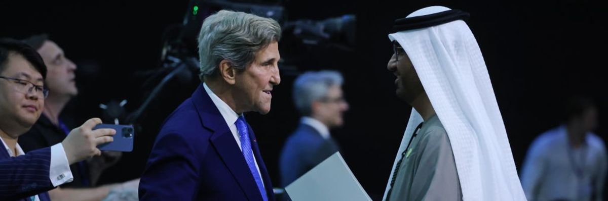 John Kerry and Sultan Ahmed Al Jaber at COP28