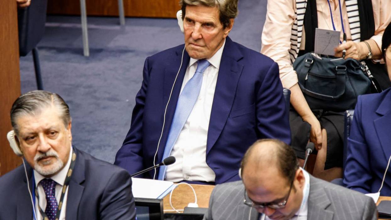 John Kerry grimaces at the Climate Ambition Summit.
