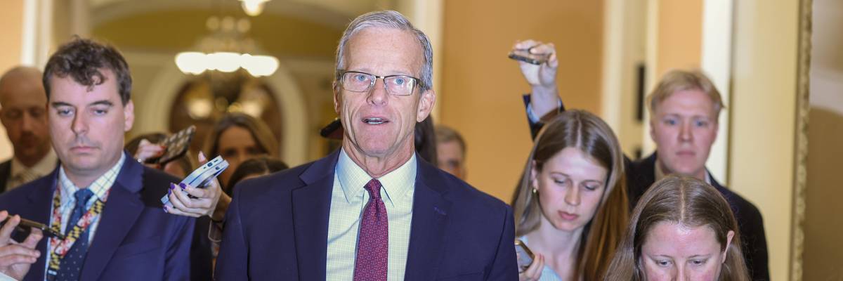 John Thune speaks to the press.