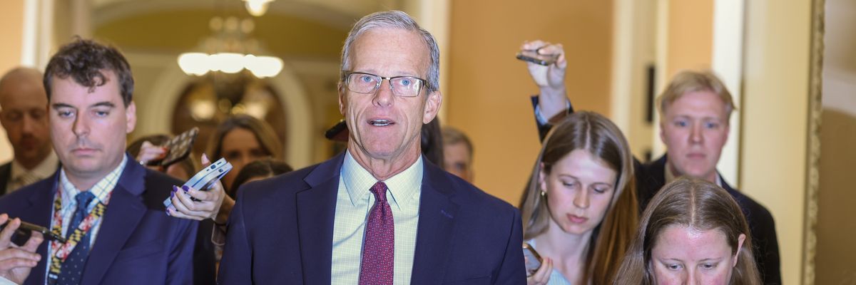 John Thune speaks to the press.