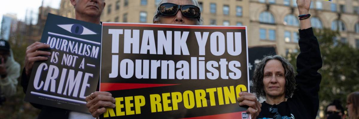 ''Journalism is not a crime'' rally in New York