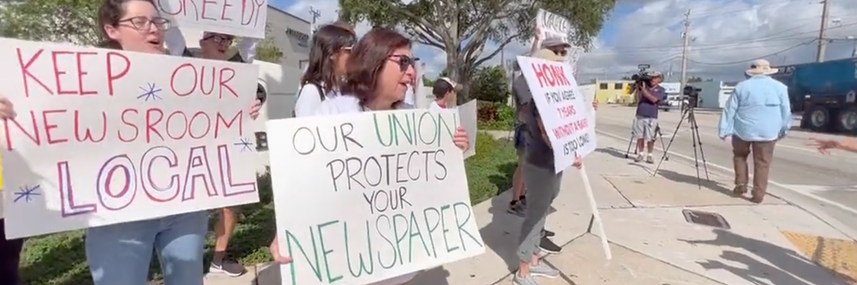 Journalists at the Palm Beach Post and the Palm Beach Daily News hold a rally