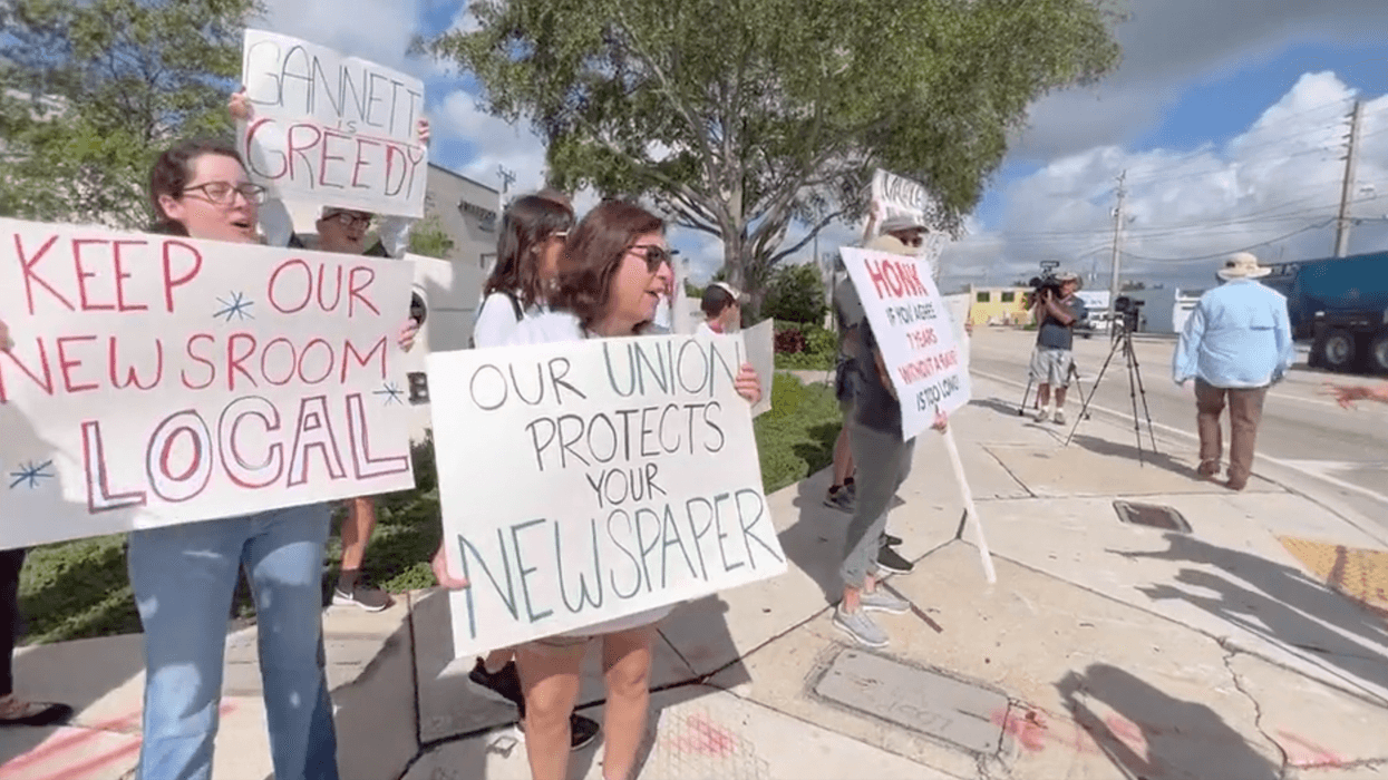 Journalists at the Palm Beach Post and the Palm Beach Daily News hold a rally