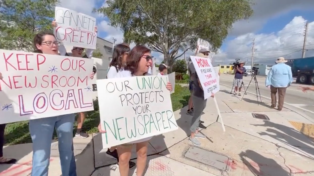 Journalists at the Palm Beach Post and the Palm Beach Daily News hold a rally