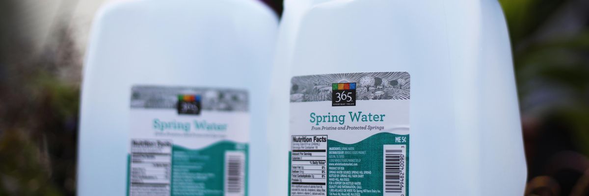 Jugs of 365-branded water are pictured in Haverhill, Massachusetts on July 26, 2019. 