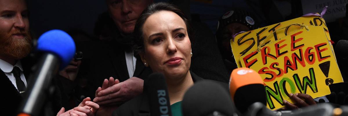 Julian Assange's partner Stella Moris speaks to the med