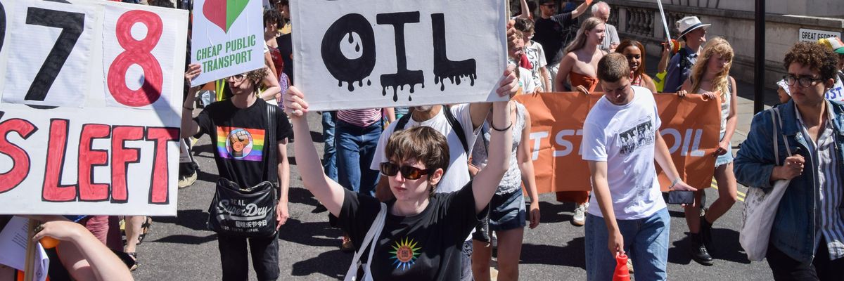 'Just Stop Oil' sign at a climate demo in London