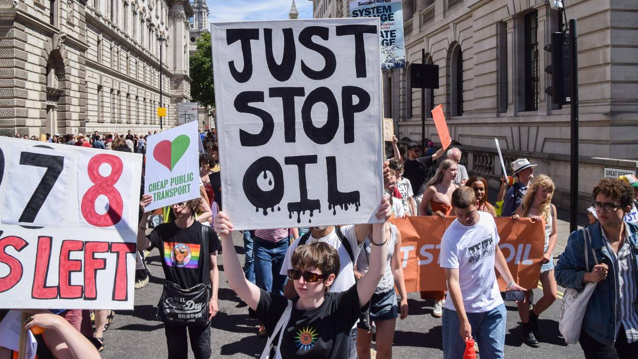 'Just Stop Oil' sign at a climate demo in London