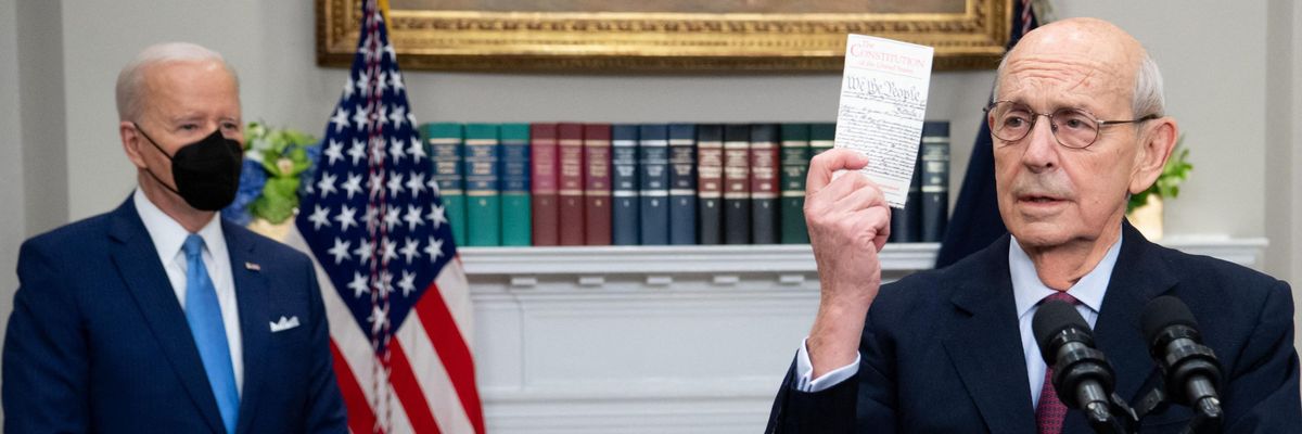 Justice Stephen Breyer with President Joe Biden