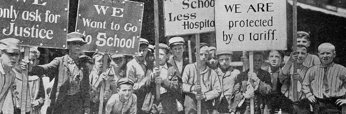 Juvenile textile workers on strike in Philadelphia in 1890.