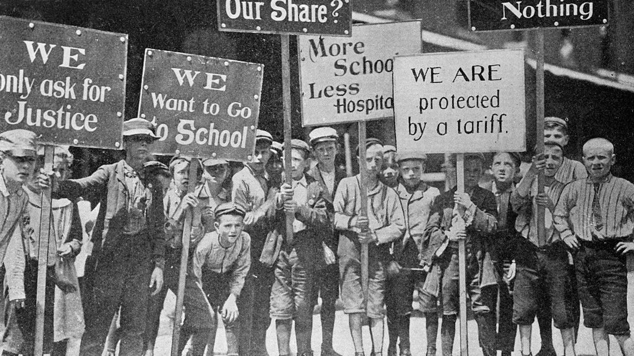 Juvenile textile workers on strike in Philadelphia in 1890.