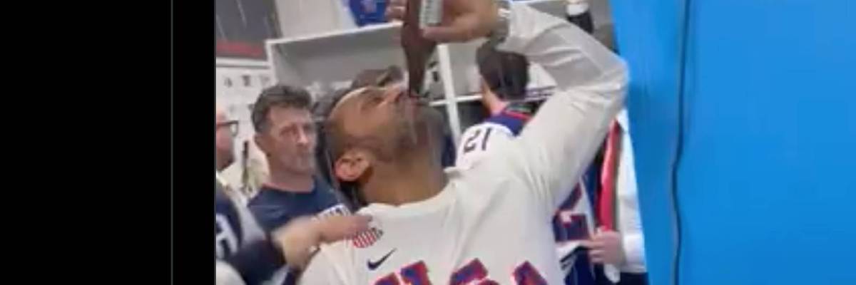Kash Patel celebrates with his hockey "friends" in Milan