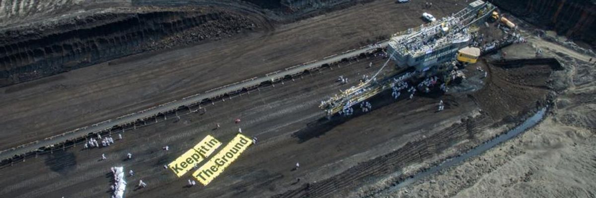 "keep it in the ground" action at Vattenfall coalmine in Lusatia, Germany