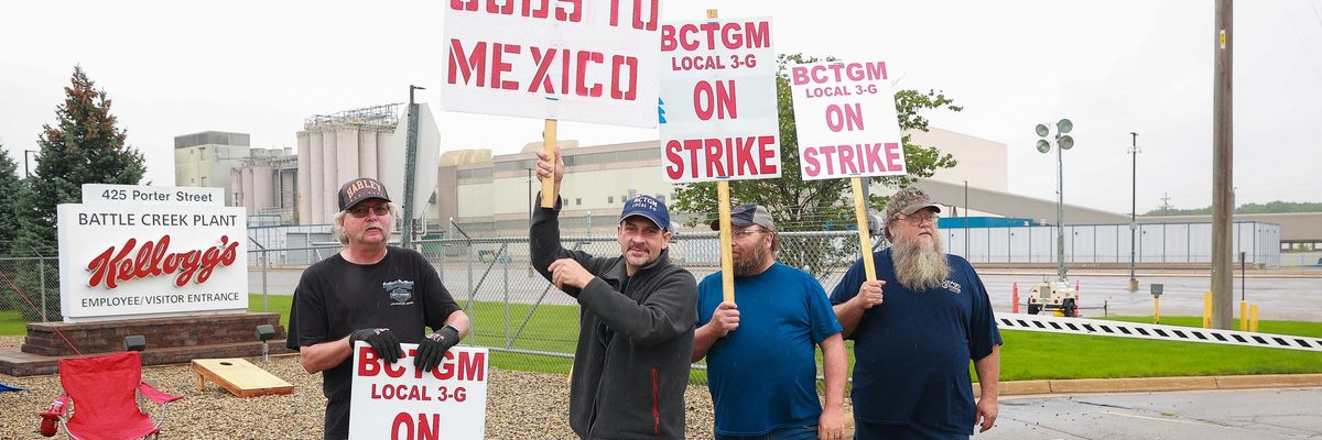 Kellogg's workers on strike in Battle Creek, Michigan