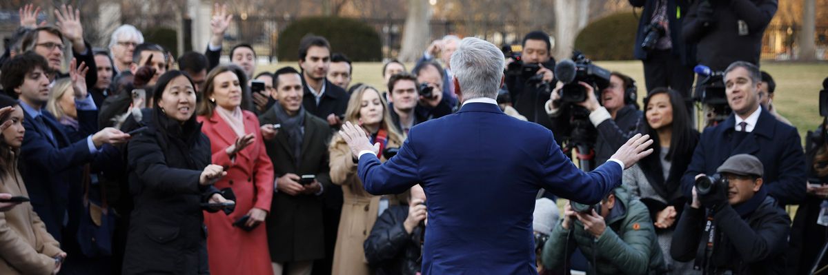 Kevin McCarthy speaking to reporters outside the White House