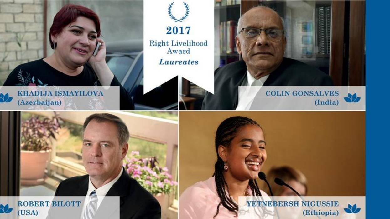 Khadija Ismayilova (Azerbaijan); Colin Gonsalves (India); Yetnebersh Nigussie (Ethiopia); and Colin Gonsalves (USA)