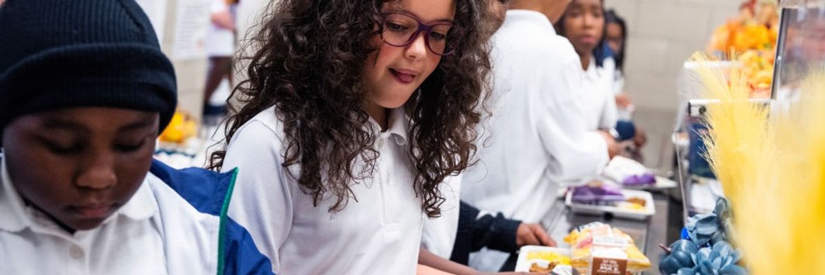 Kids are served lunch at Heather Hills Elementary School