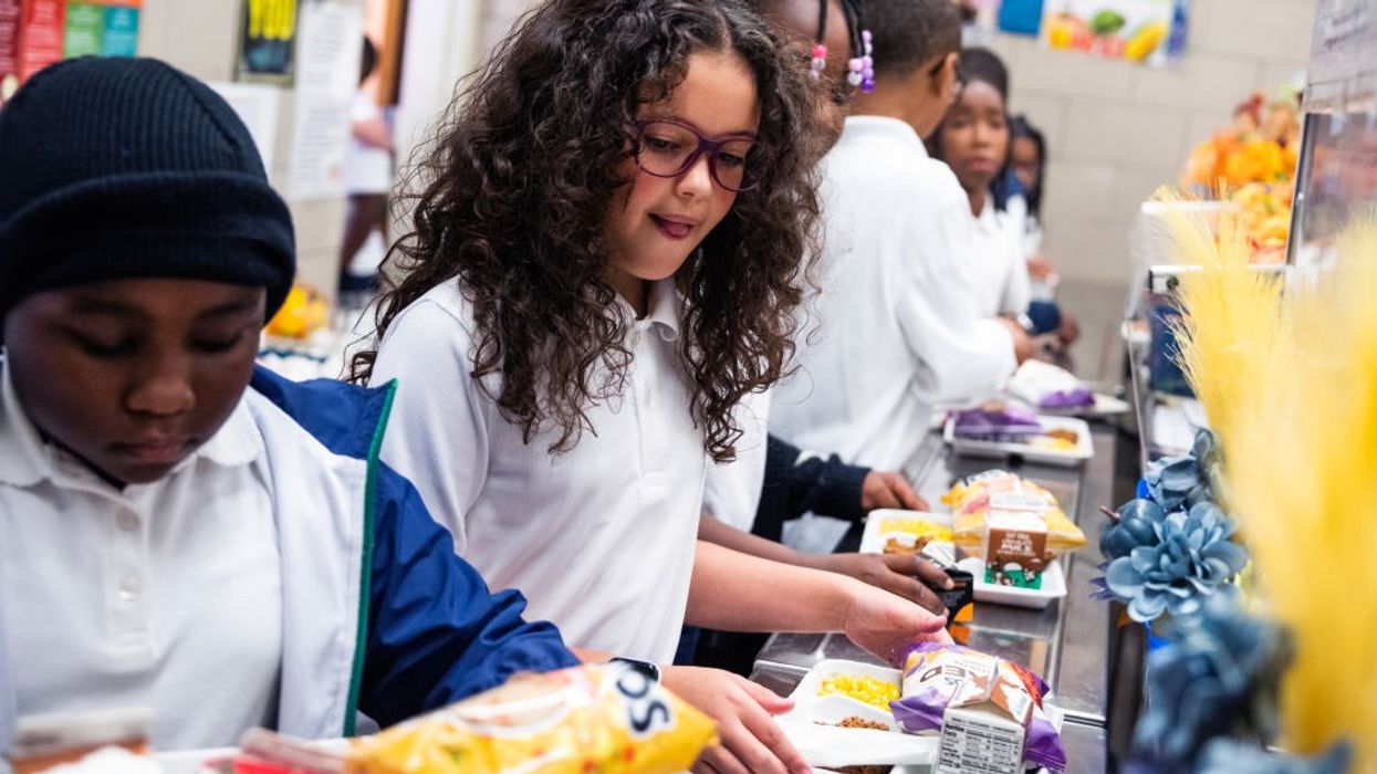 Kids are served lunch at Heather Hills Elementary School