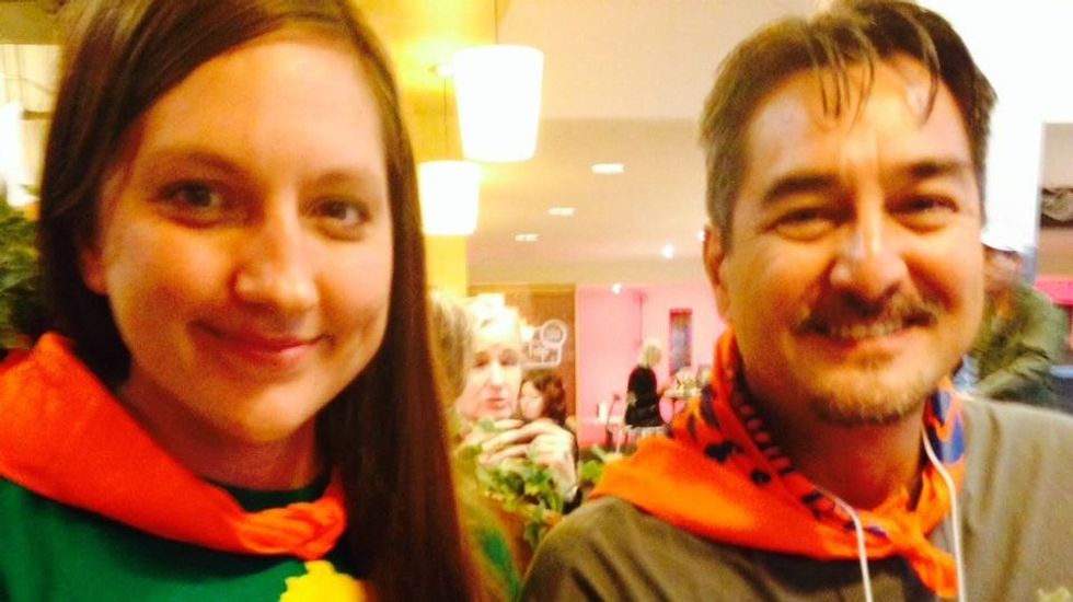 Kimberly Shepherd of Kentuckians for the Commonwealth and Michael Leon Guerrero of Grassroots Global Justice Alliance getting ready to march September 21, 2014. (Common Dreams: CC BY-SA 3.0 US)