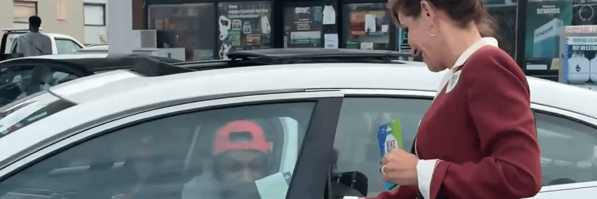 Mike Rogers' Wife Hands Out $10 Gas Cards, Begging Michiganders to Vote for Her Husband