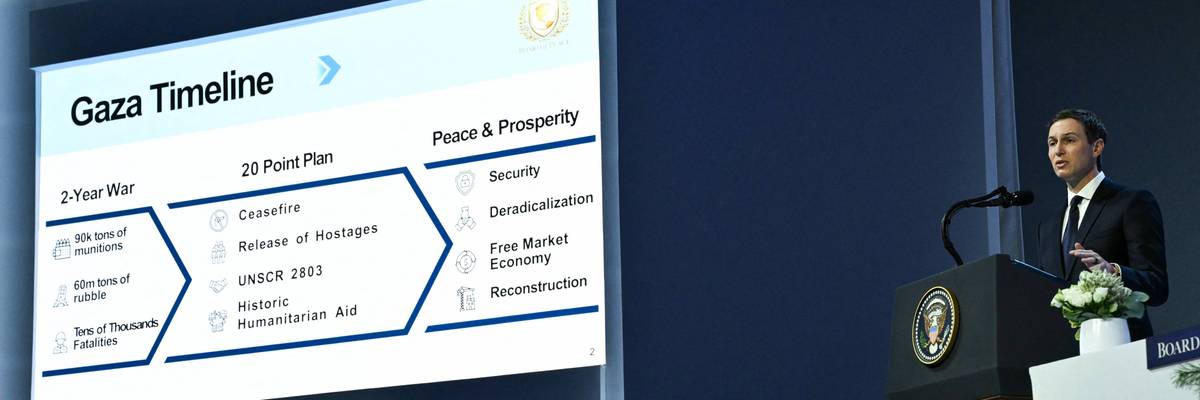 Kushner presents on a "Gaza timeline."