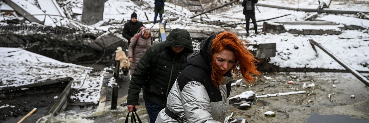 Kyiv residents leave