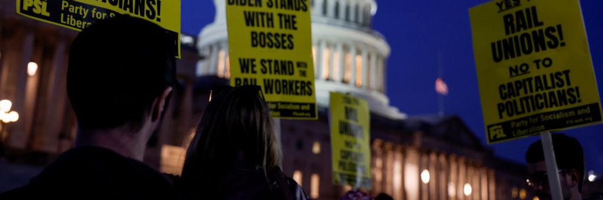 Labor Activists Rally Outside The U.S. Capitol Building In Support Of Rail Unions