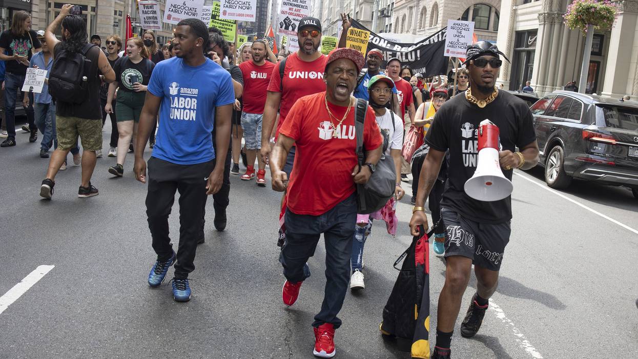 Labor Day march of Starbucks and Amazon workers