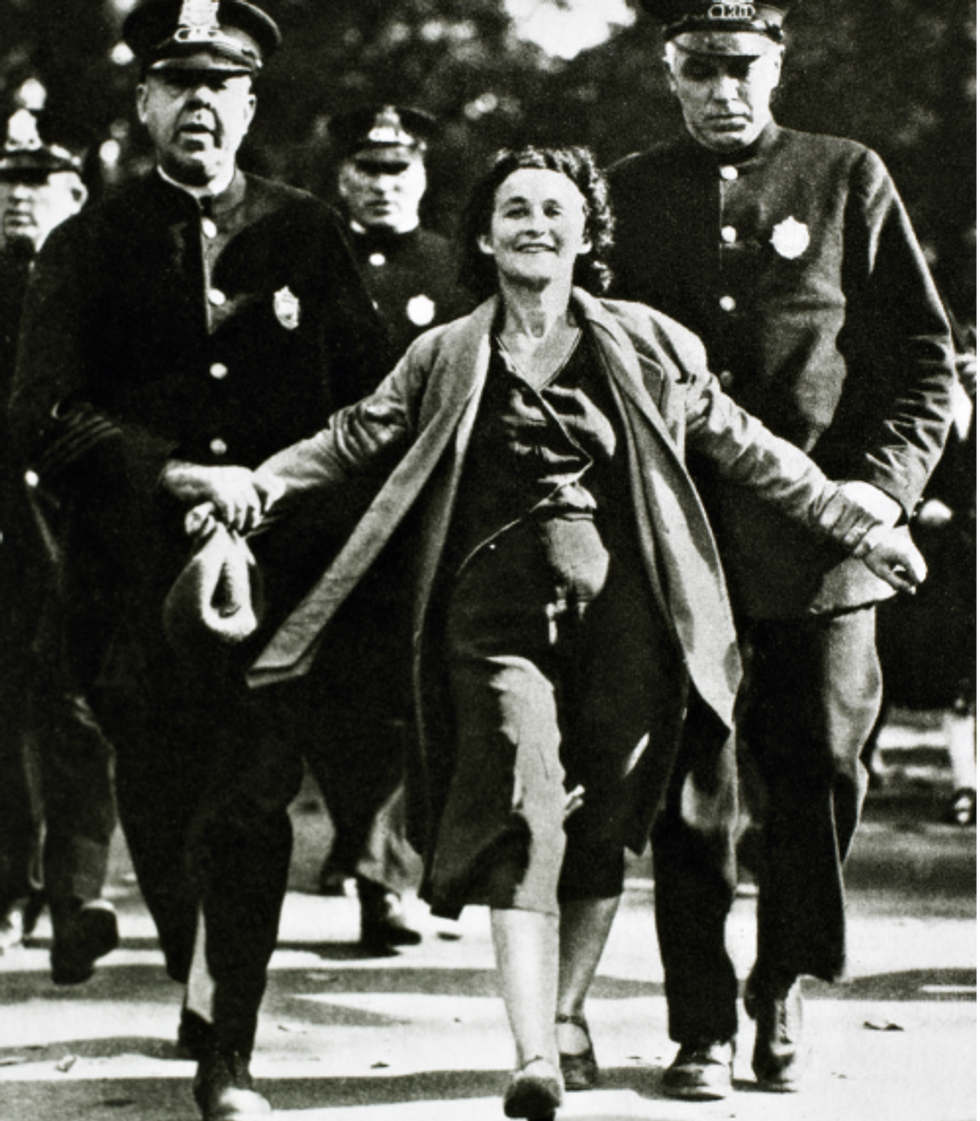 Labor organizer Edith Berkman is arrested by police during 1933 textile workers strike in Lawrence, Mass. 
