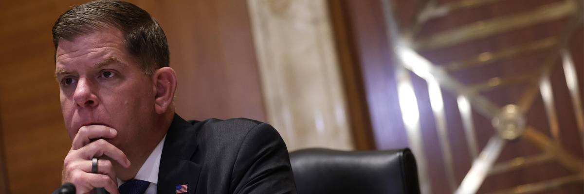 Labor Secretary Marty Walsh appears at a Senate hearing