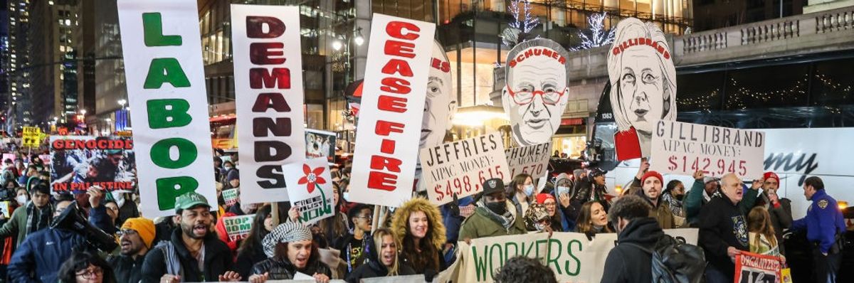 Labor unionists march for a Gaza cease-fire in New York 