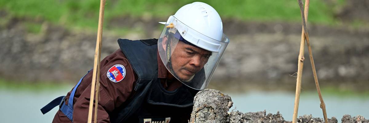 Landmine deminer working in Cambodia