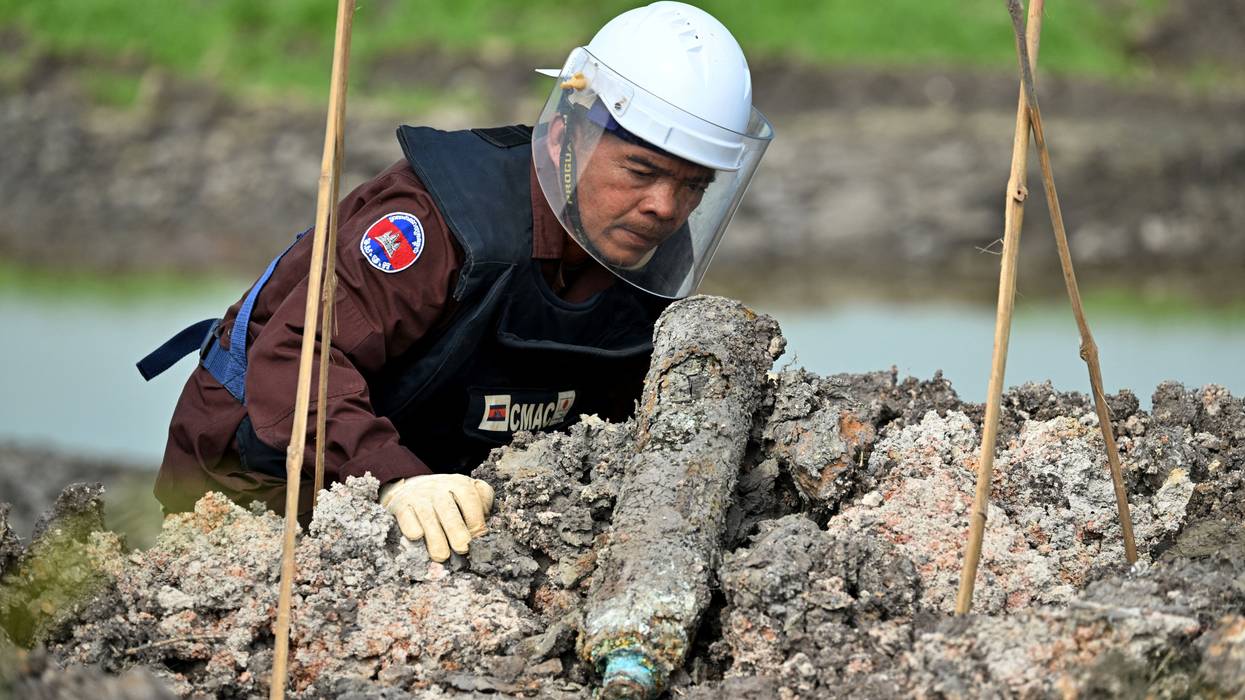 Landmine deminer working in Cambodia
