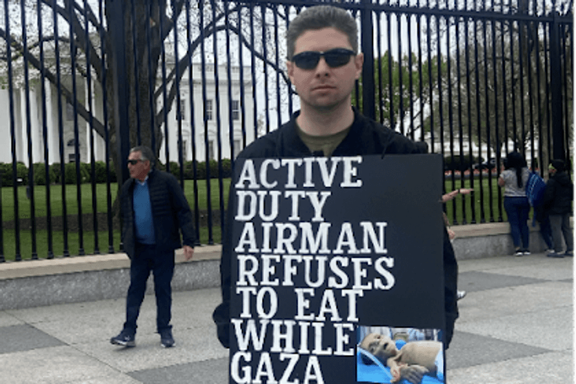 USA. L’aviatore in servizio attivo si rifiuta di mangiare mentre Gaza muore di fame