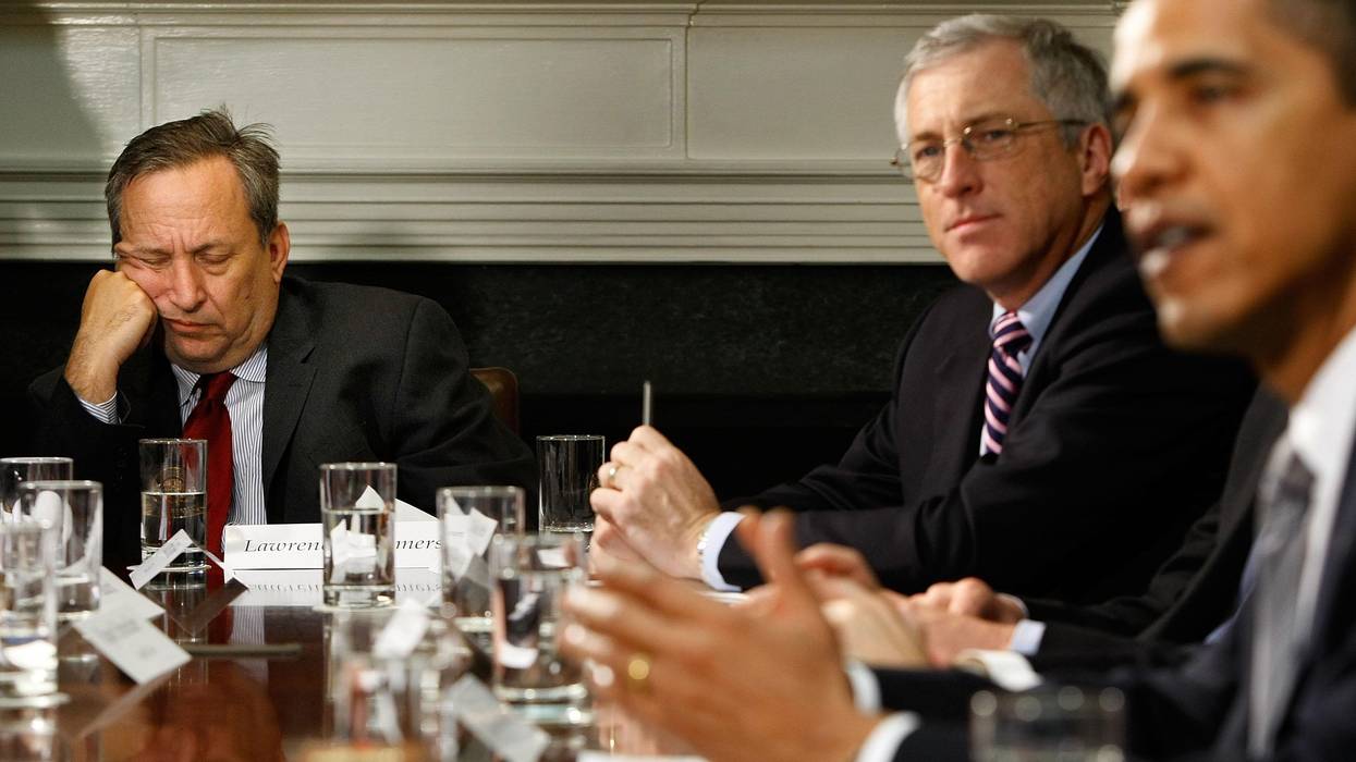 Larry Summers dozes off during a White House meeting