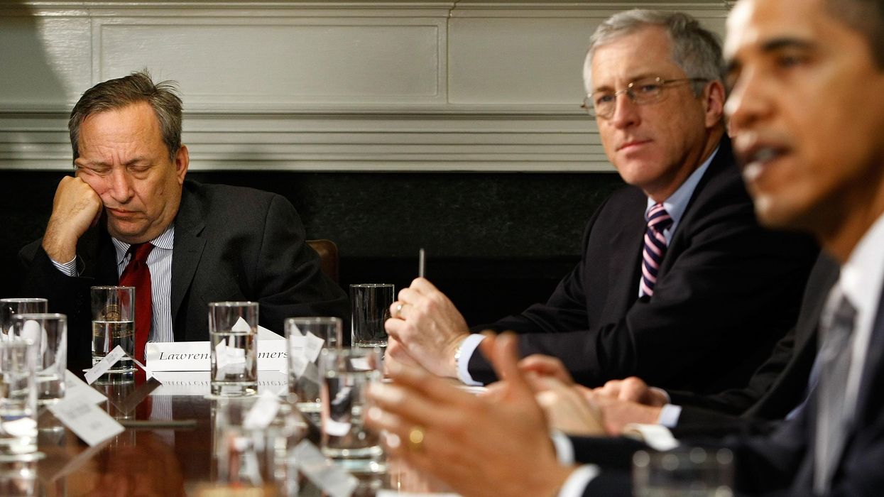 Larry Summers dozes off during a White House meeting