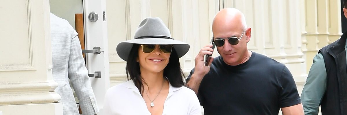 Lauren Sanchez and Jeff Bezos are seen in SoHo on May 1, 2022 in New York City.