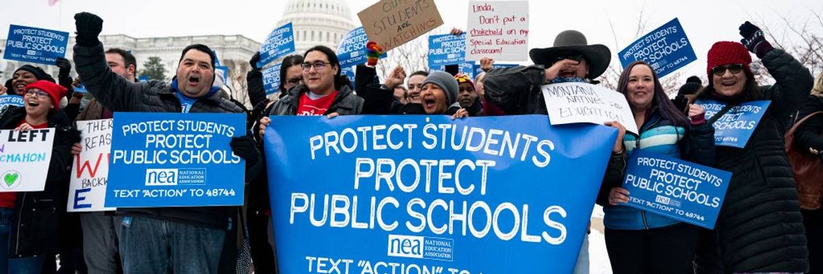 Lawmakers, Educators, And Parents Protest Education Secretary Nominee Linda McMahon