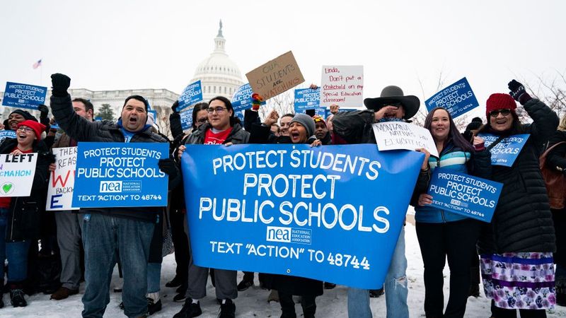 Lawmakers, Educators, And Parents Protest Education Secretary Nominee Linda McMahon