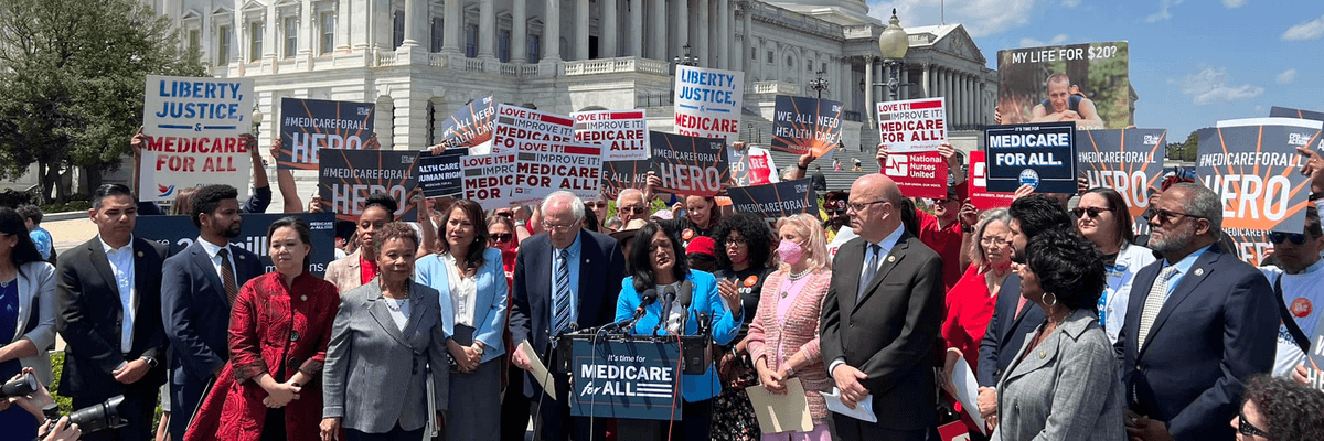 Lawmakers reintroduce Medicare for All legislation on May 17, 2023 in Washington, D.C.