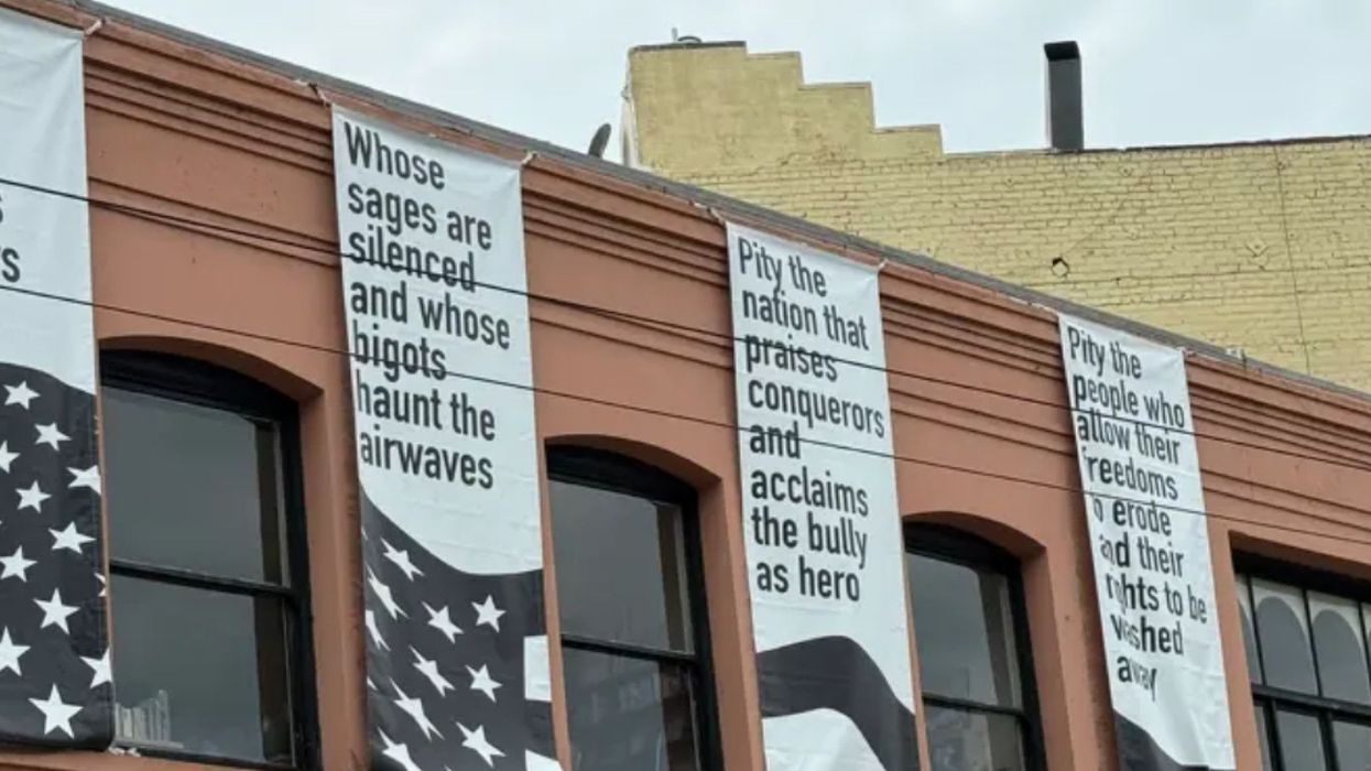 Lawrence Ferlinghetti protesting ICE fascism at City Lights