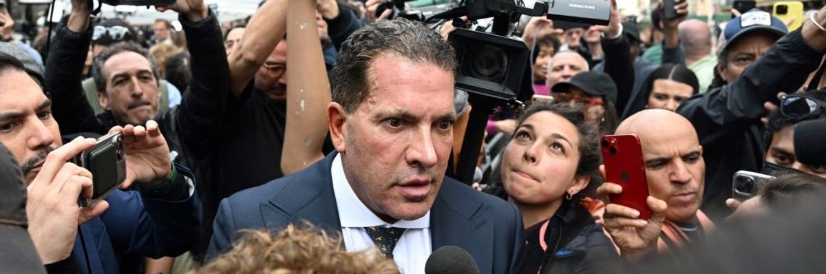 Lawyer of former US president Donald Trump, Joe Tacopina speaks to the press outside the Manhattan Criminal Court in New York on April 4, 2023 after Trump's hearing.