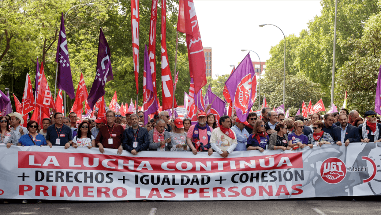 Leaders of Spain's Socialist Party attended the march for the national day of the worker on May 1, 2019 in Madrid