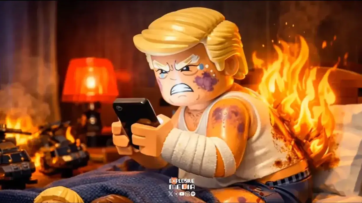 Lego Donald Trump with pants on fire
