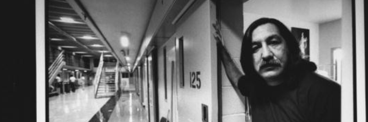 Leonard Peltier in prison when he was still young