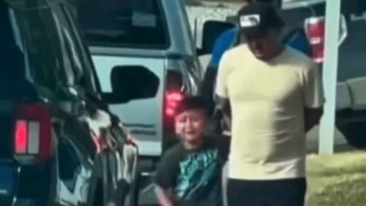 Liam Tadeo, 5, is seen crying as he and his father were detained by US Immigration and Customs Enforcement