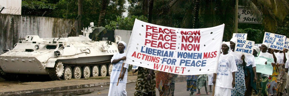 Liberian women stage a protest 