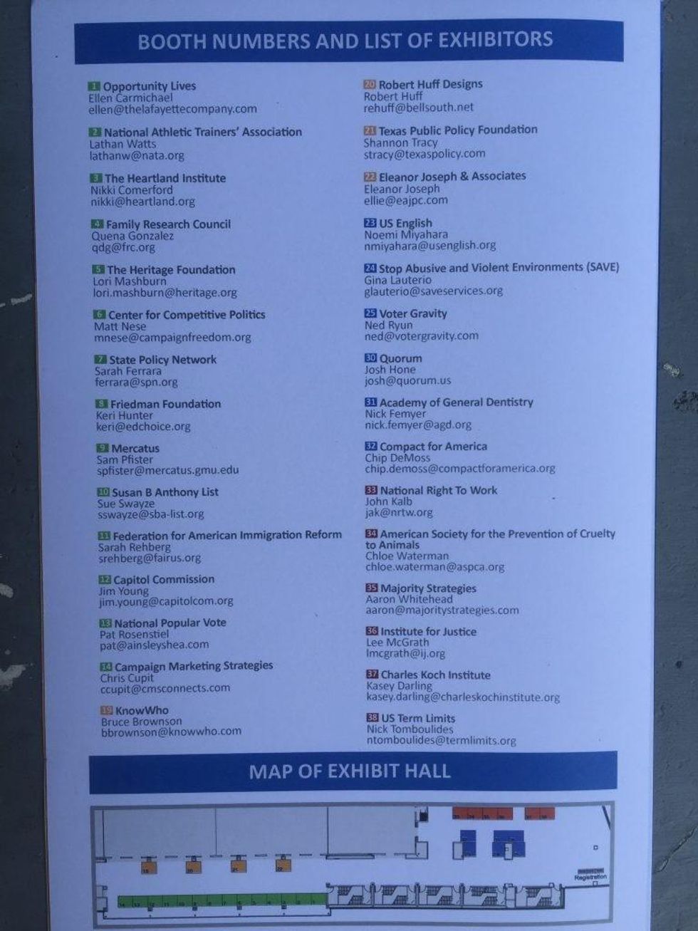 List of Exhibitors at ALEC 2016 annual meeting.