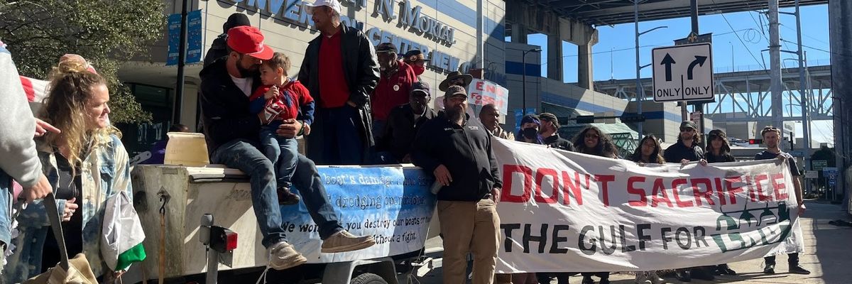 LNG protest outside Americas Energy Summit.